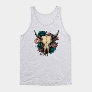 Bull skull and flowers | Bones and Botany Tank Top